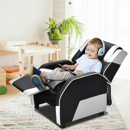 Kids Youth PU Leather Gaming Sofa Recliner with Headrest and Footrest