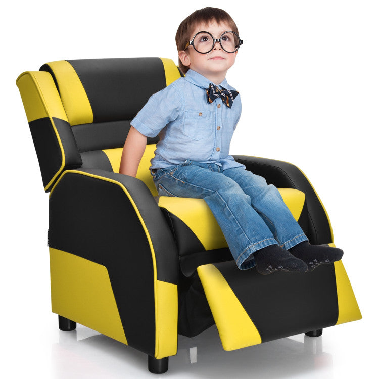 Kids Youth PU Leather Gaming Sofa Recliner with Headrest and Footrest