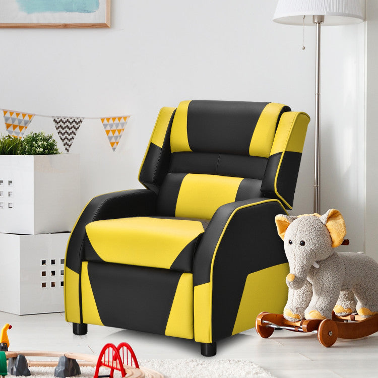 Kids Youth PU Leather Gaming Sofa Recliner with Headrest and Footrest