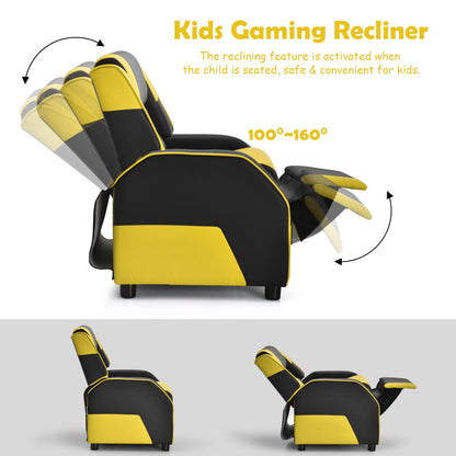 Kids Youth PU Leather Gaming Sofa Recliner with Headrest and Footrest