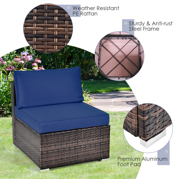 6 Piece Patio Rattan Furniture Set with Cushions