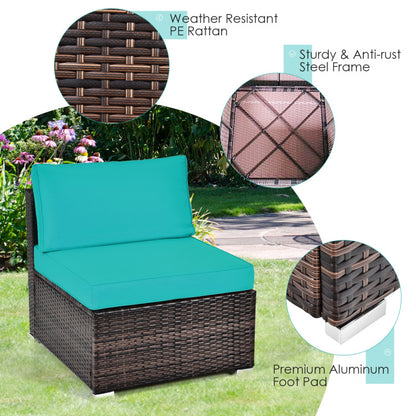 6 Piece Patio Rattan Furniture Set with Cushions