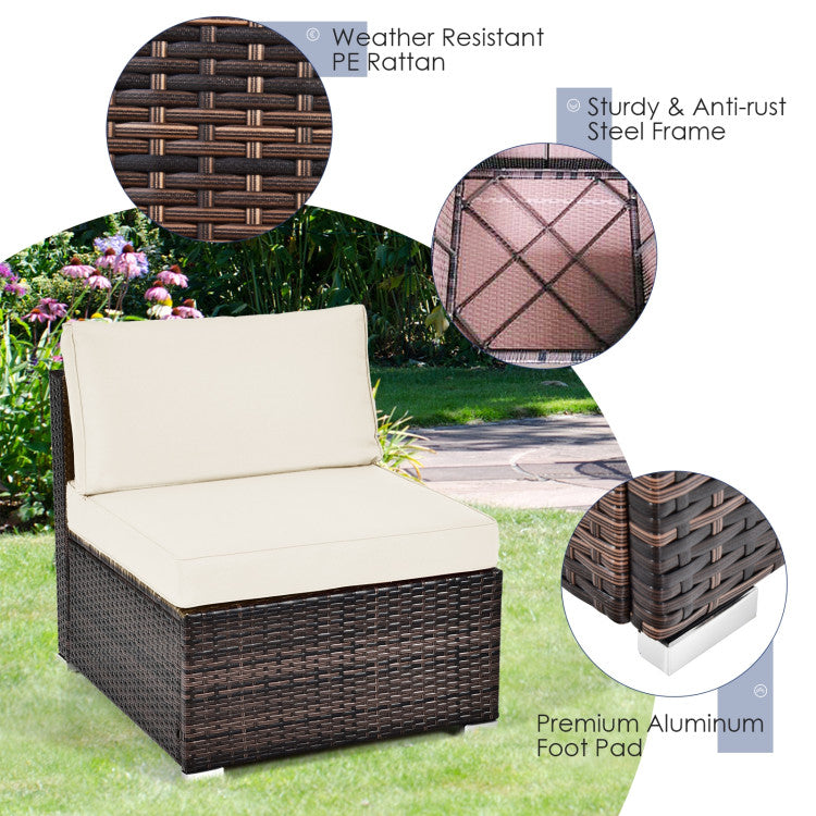 6 Piece Patio Rattan Furniture Set with Cushions