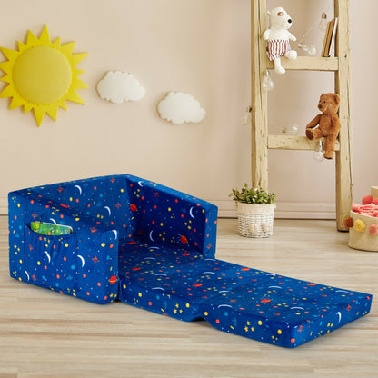 2-in-1 Convertible Kids Sofa with Velvet Fabric