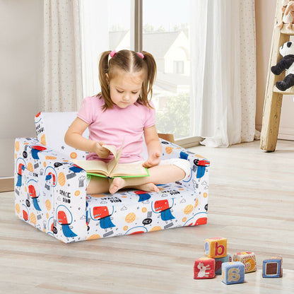 2-in-1 Convertible Kids Sofa with Velvet Fabric