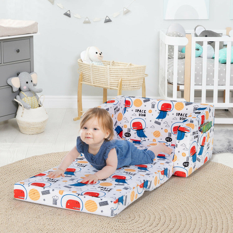 2-in-1 Convertible Kids Sofa with Velvet Fabric