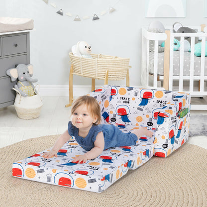 2-in-1 Convertible Kids Sofa with Velvet Fabric