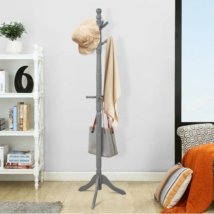 Entryway-Height Adjustable Coat Stand with 9 Hooks