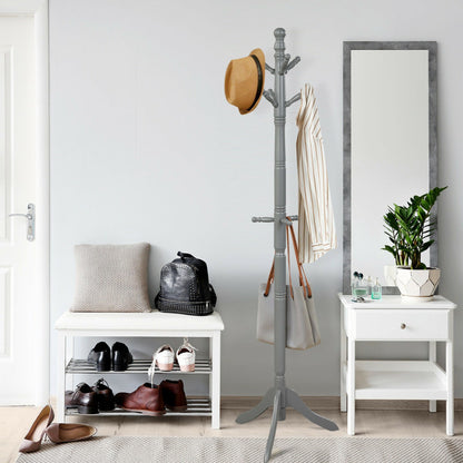 Entryway-Height Adjustable Coat Stand with 9 Hooks