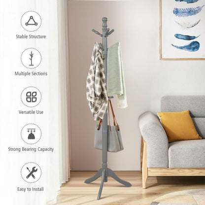 Entryway-Height Adjustable Coat Stand with 9 Hooks