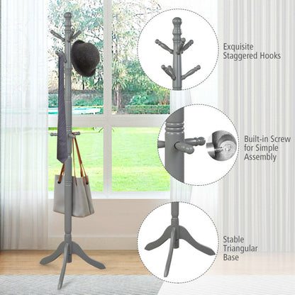 Entryway-Height Adjustable Coat Stand with 9 Hooks