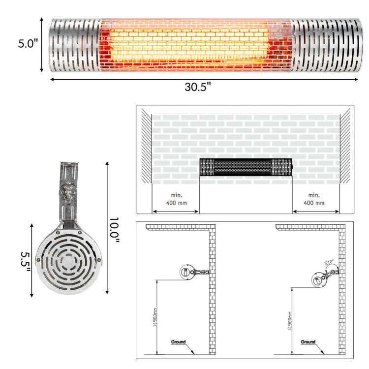 1500W Wall-Mounted Far Infrared Heater Electric Heater Longwave Infrared Heater