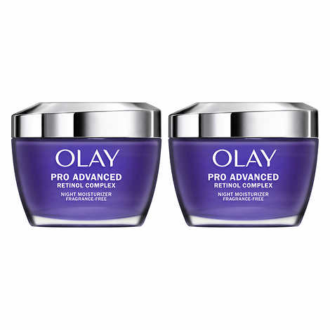 Olay Pro Advanced Retinol Complex Moisturizer - Hydrates & Revitalizes, Collagen Peptides and Retinoids for Brighter Skin Overnight, 2-Pack, 1.7 fl oz