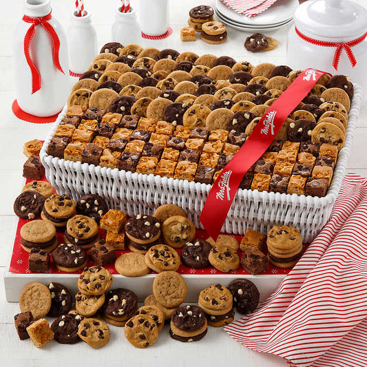 Mrs. Fields Deluxe Cookie Bites Basket - Assorted Gourmet Cookies and Brownies Gift Box - Includes Chocolate Chip, Cinnamon Sugar, Triple Chocolate Chip Cookies and Brownie Bites