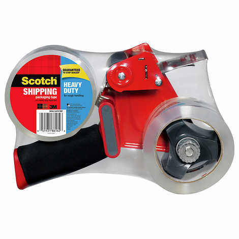 Scotch Heavy-Duty Shipping Packaging Tape with Tape Gun Dispenser- Strong Hold on All Box Types, 2 Rolls of Tape Included, 1.88" x 60 yds