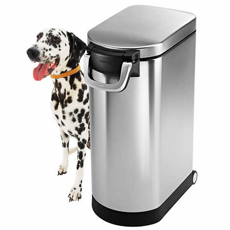 Simplehuman X-Large Pet Food Can with Airtight Seal and Magnetic Lid-Mounted Scoop -  40 lbs Capacity, 10.4"W x 18.1"D x 27.4"H