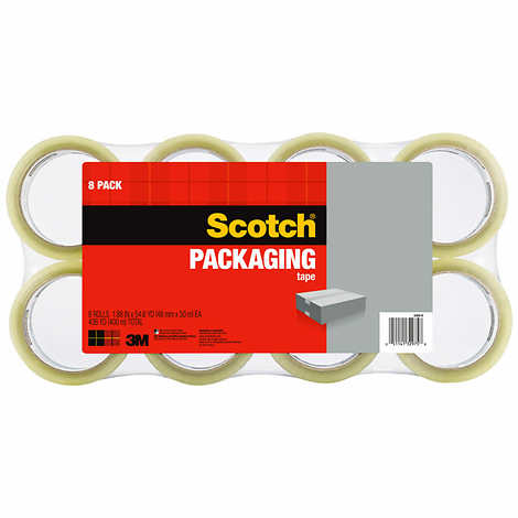 Scotch Packaging Tape, General Purpose, Ideal for Light Duty Box Sealing and Shipping, Moisture, Dust and Dirt Resistant,  8-Count, 1.88"W x 54.6 yds