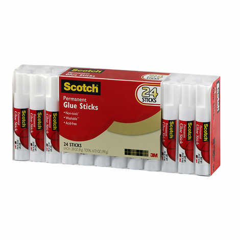Scotch Permanent Glue Stick - Non-Toxic, Washable, Acid-Free School Glue Sticks for Easy Clean Up, Pack of 24 , 0.28 oz