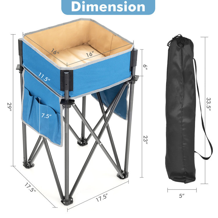 2 Piece Folding Camping Tables with Large Capacity Storage Sink for Picnic