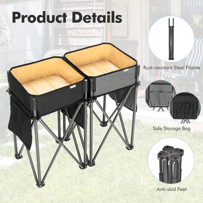 2 Piece Folding Camping Tables with Large Capacity Storage Sink for Picnic