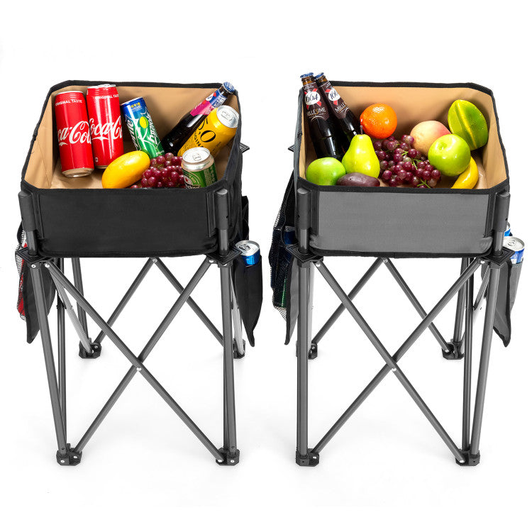 2 Piece Folding Camping Tables with Large Capacity Storage Sink for Picnic