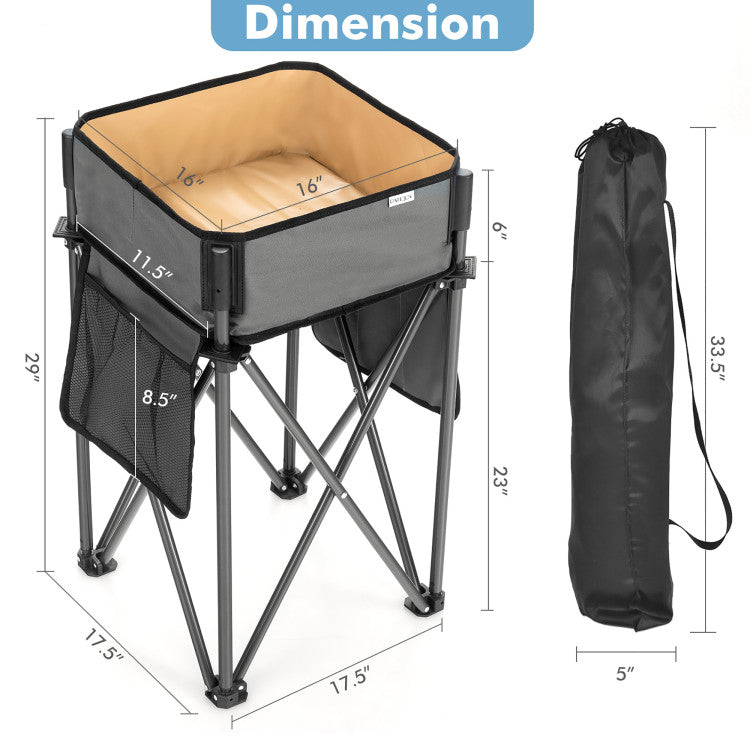 2 Piece Folding Camping Tables with Large Capacity Storage Sink for Picnic