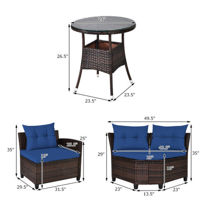 4 Piece Outdoor Cushioned Rattan Furniture Set