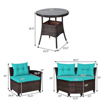 4 Piece Outdoor Cushioned Rattan Furniture Set
