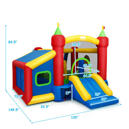 7-in-1 Kids Inflatable Bounce House with Ocean Balls and 480W Blower