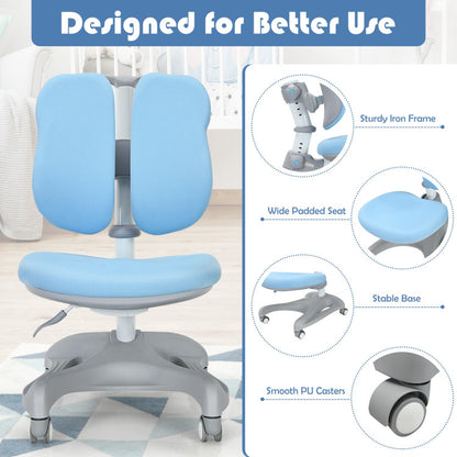 Adjustable-Height Student Chair with Sit-Brake Casters and Lumbar Support