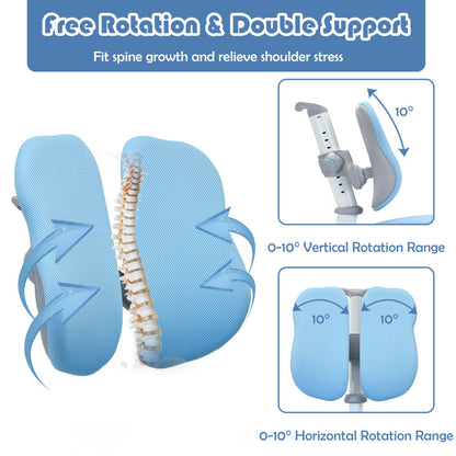 Adjustable-Height Student Chair with Sit-Brake Casters and Lumbar Support