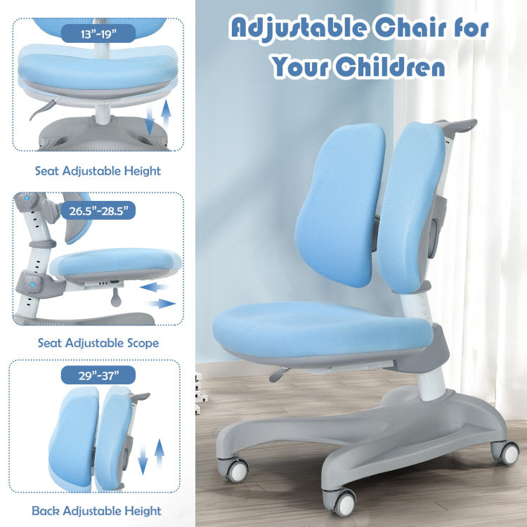 Adjustable-Height Student Chair with Sit-Brake Casters and Lumbar Support