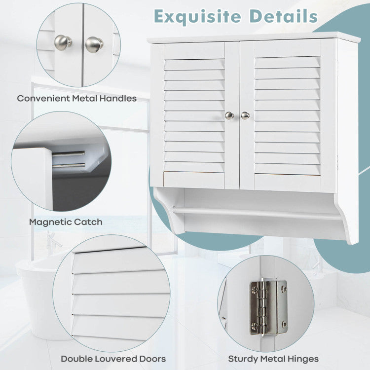 Bathroom Medicine Cabinet with Height Adjustable Shelf and Towel Bar