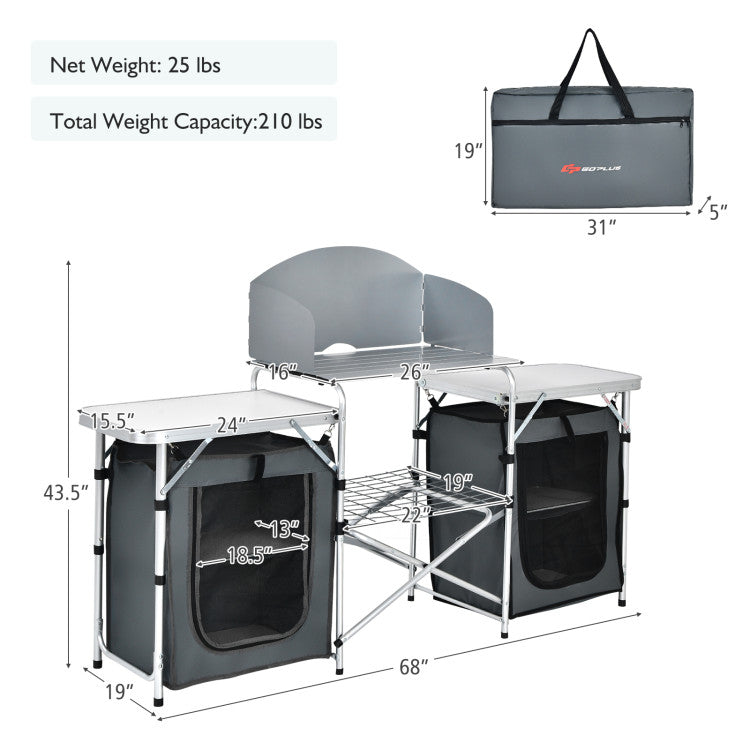 Folding Camping Table with Storage Organizer