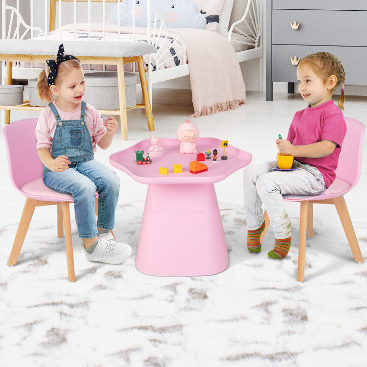 Wooden Kids Activity Table and Chairs Set with Padded Seat