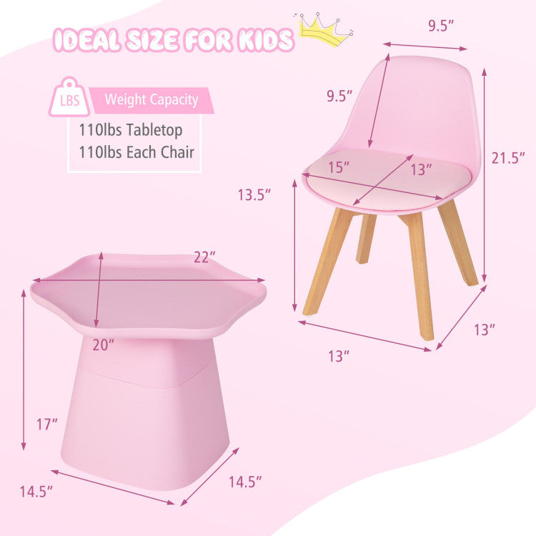 Wooden Kids Activity Table and Chairs Set with Padded Seat