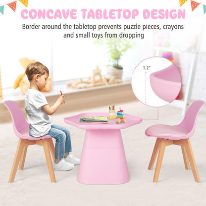 Wooden Kids Activity Table and Chairs Set with Padded Seat