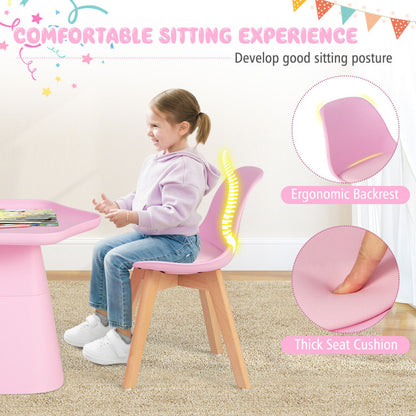 Wooden Kids Activity Table and Chairs Set with Padded Seat