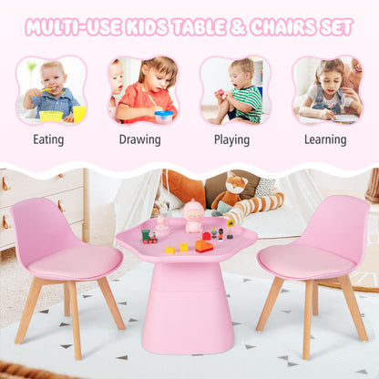 Wooden Kids Activity Table and Chairs Set with Padded Seat