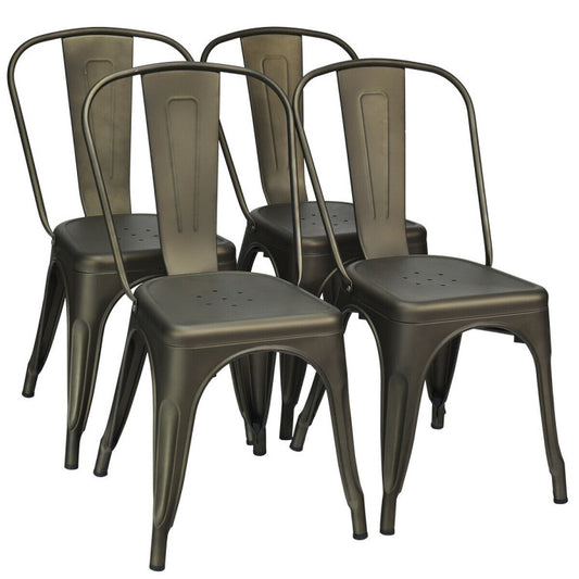 18-Inch Set of 4 Metal Dining Chairs with Stackable Design Without Wood Seat