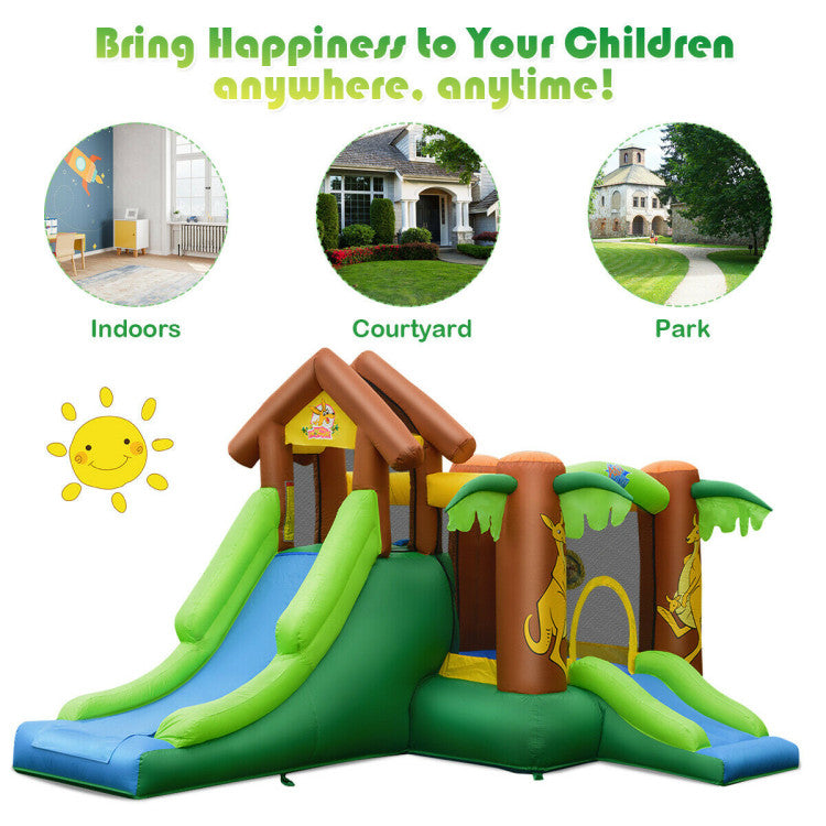 Kids Inflatable Jungle Bounce House Castle with Blower