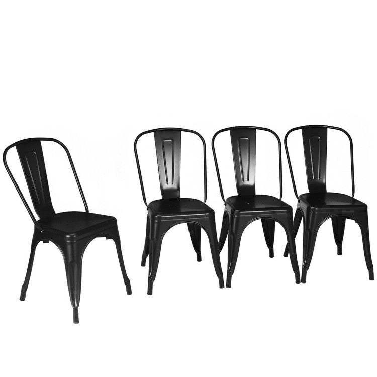 18-Inch Set of 4 Metal Dining Chairs with Stackable Design Without Wood Seat