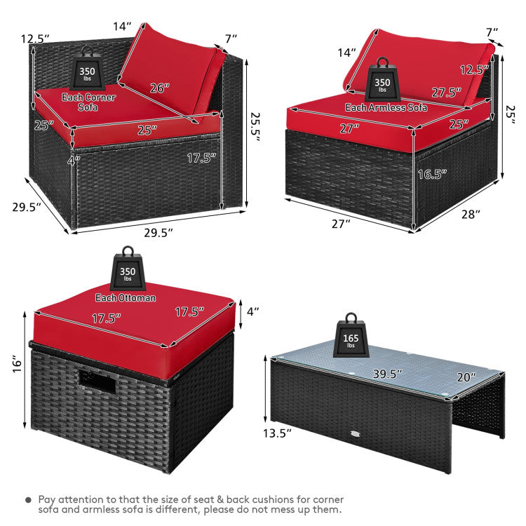 8-Piece Patio Furniture Set with Storage Box and Waterproof Cover