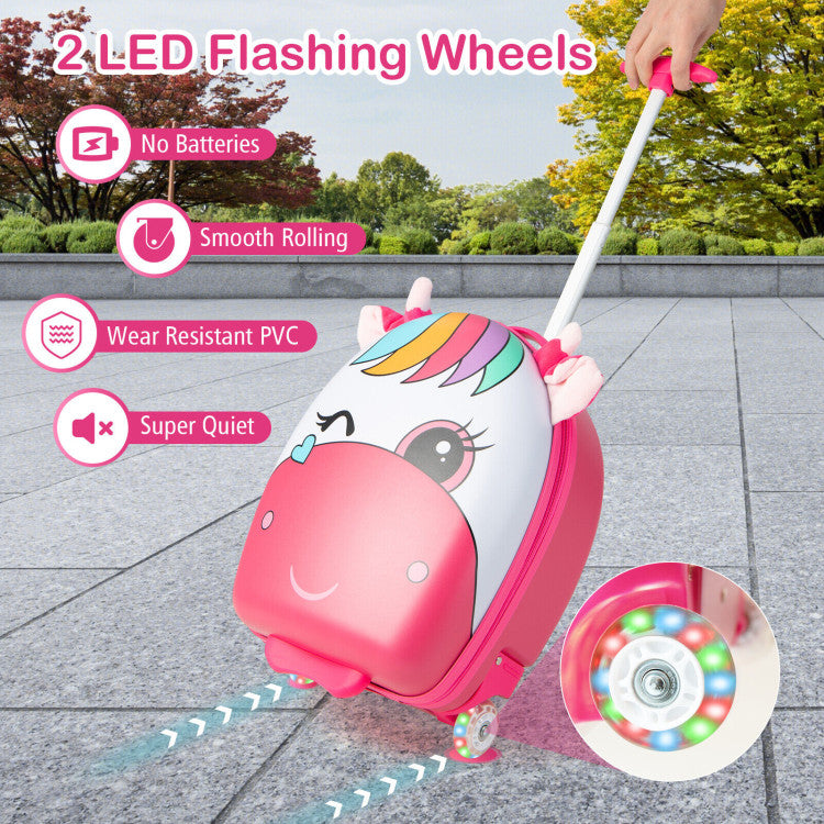 16-Inch Kids Rolling Luggage with 2 Flashing Wheels and Telescoping Handle