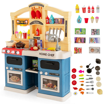 69 Pieces of Kitchen Playset Toys with Realistic Lights and Sounds