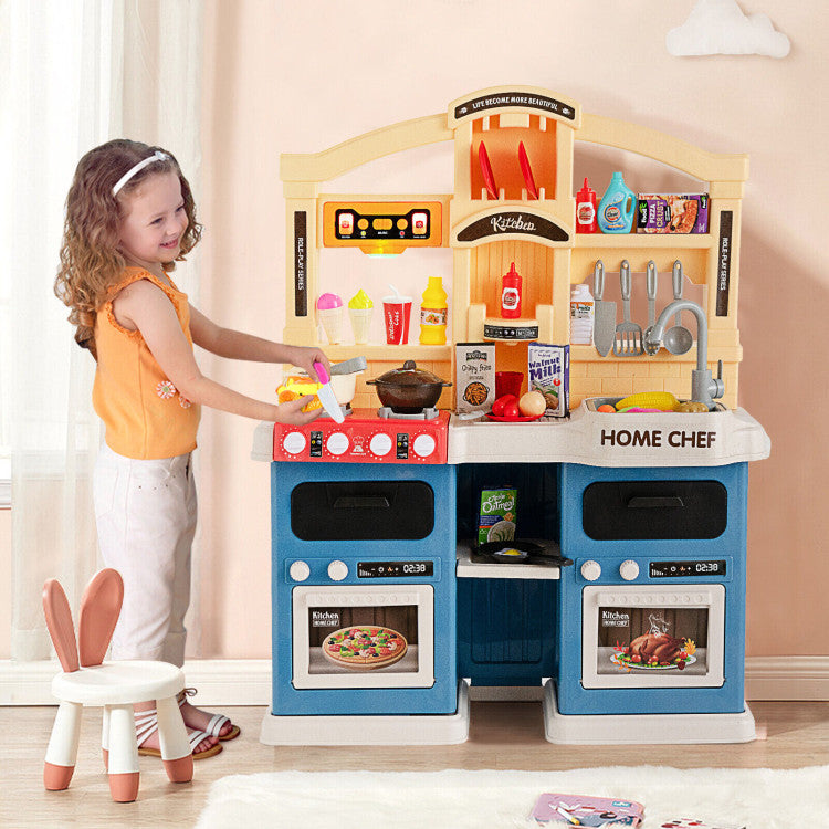 69 Pieces of Kitchen Playset Toys with Realistic Lights and Sounds