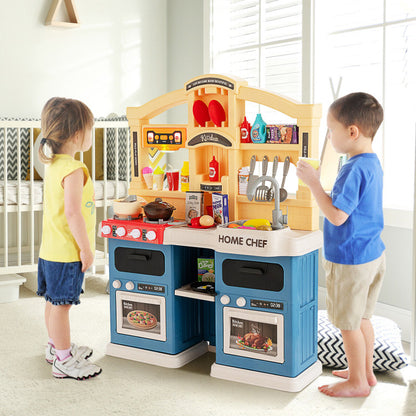 69 Pieces of Kitchen Playset Toys with Realistic Lights and Sounds