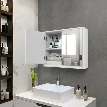 2-Door Wall-Mounted Bathroom Mirrored Medicine Cabinet