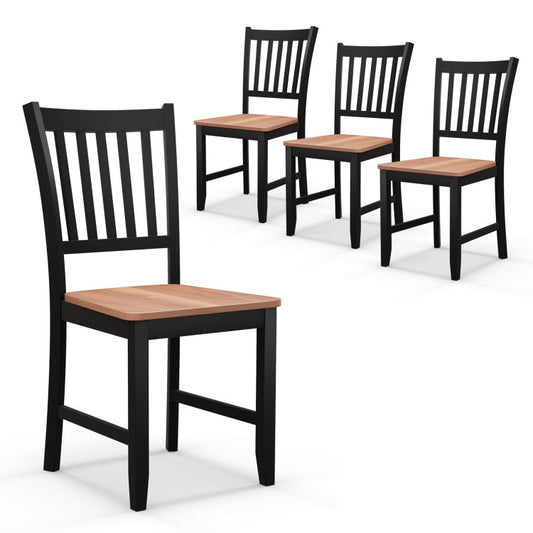 Set of 4 Dining Chair Spindle Back Wooden Legs