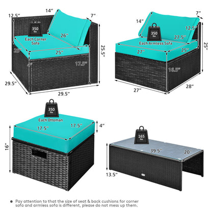 8-Piece Patio Furniture Set with Storage Box and Waterproof Cover